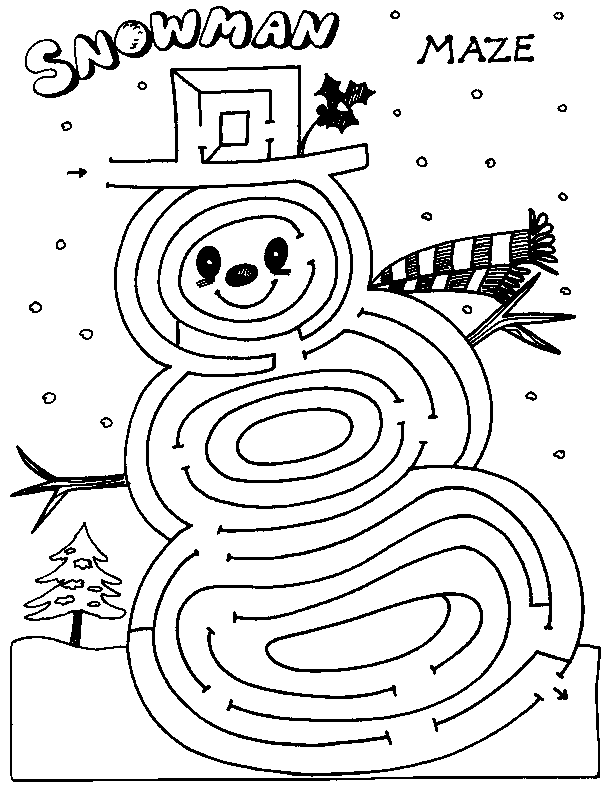 Snowman maze page Snowman maze page