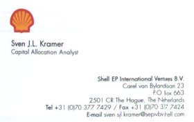 Sven's former business card