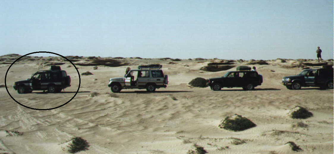 Our Landrover Discovery leading the expedition thru the Wahiba desert