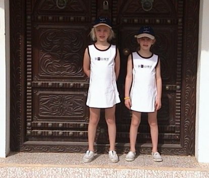 Britt and Marijne after a meal and a swim