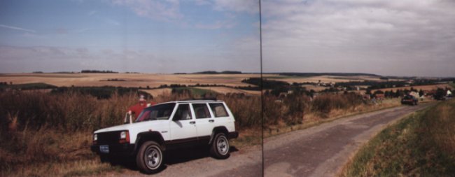 Our Jeep Cherokee parked at a beautiful spot after an exciting on- and off-road ralley through the French country side.