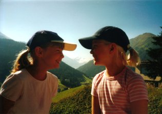 Britt and Marijne, best friends having fun during the summer 2002 holiday