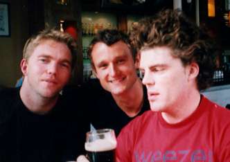 enjoying beers with peachey