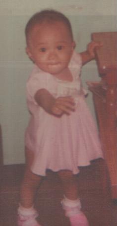 good thing I wore skirt here. at 9th month when I learned how to walk.