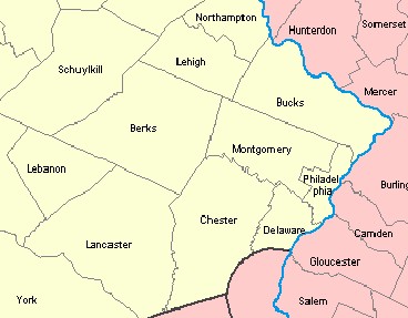 Map of Philadelphia Area Counties