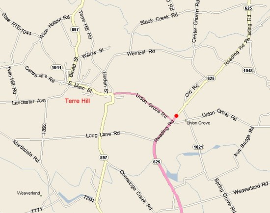 Map of Reading Road, East Earl, PA