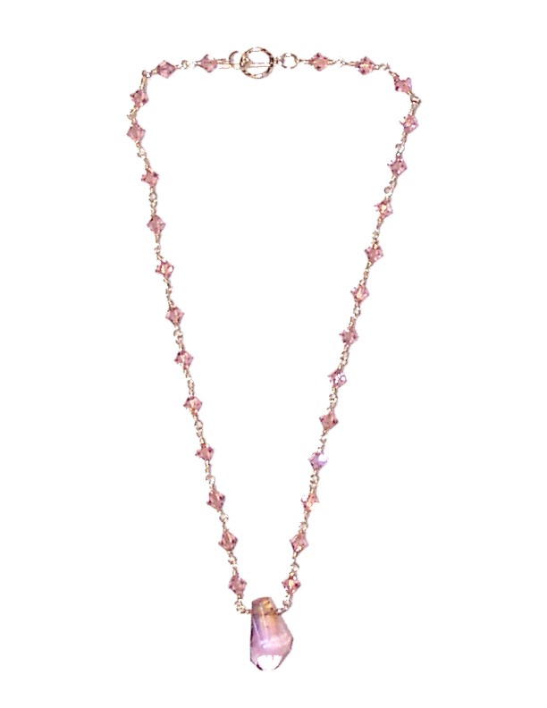 Rose quartz with swarovski crystal