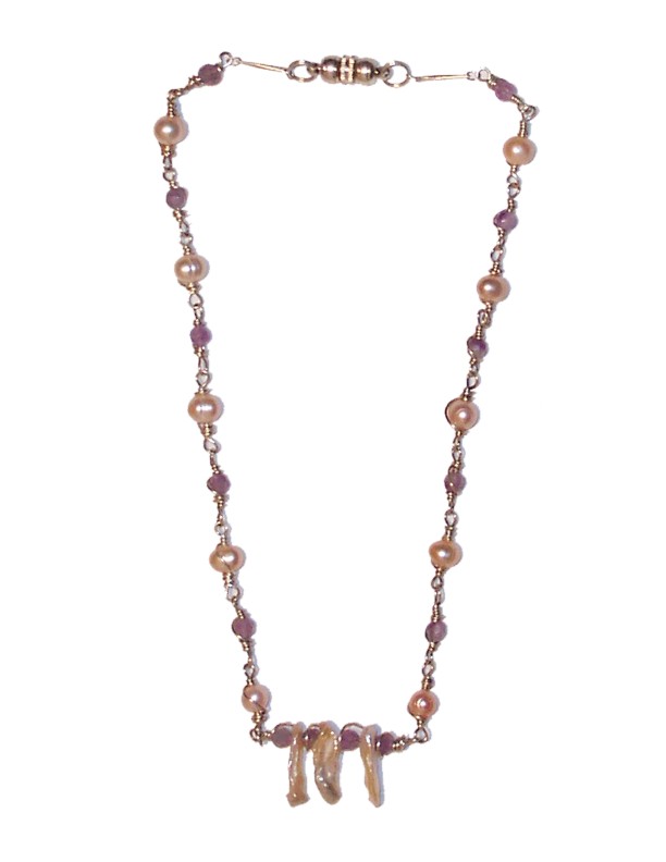 Fresh water pearl with amethyst