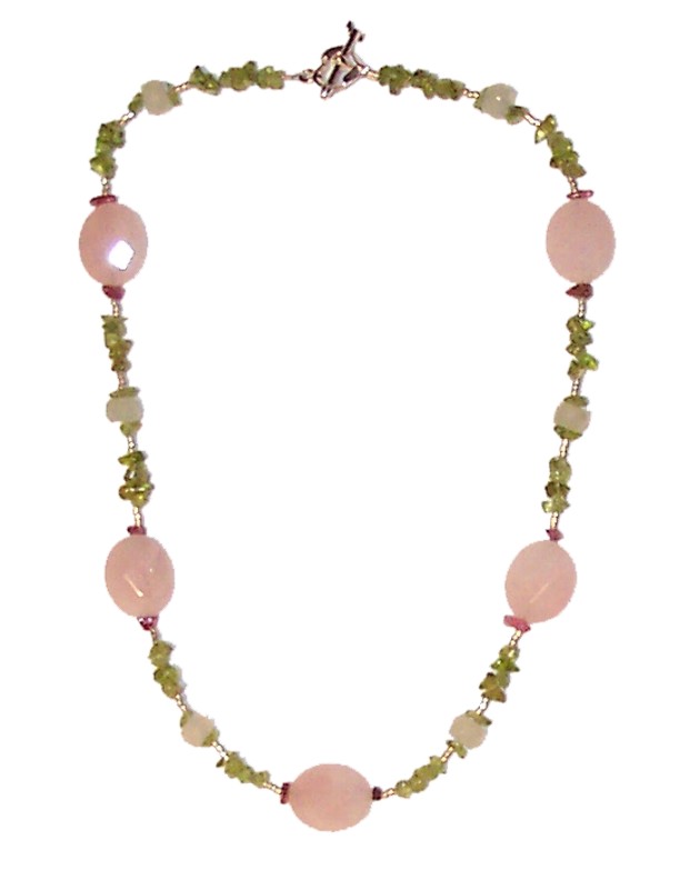 Rose quartz with peridote