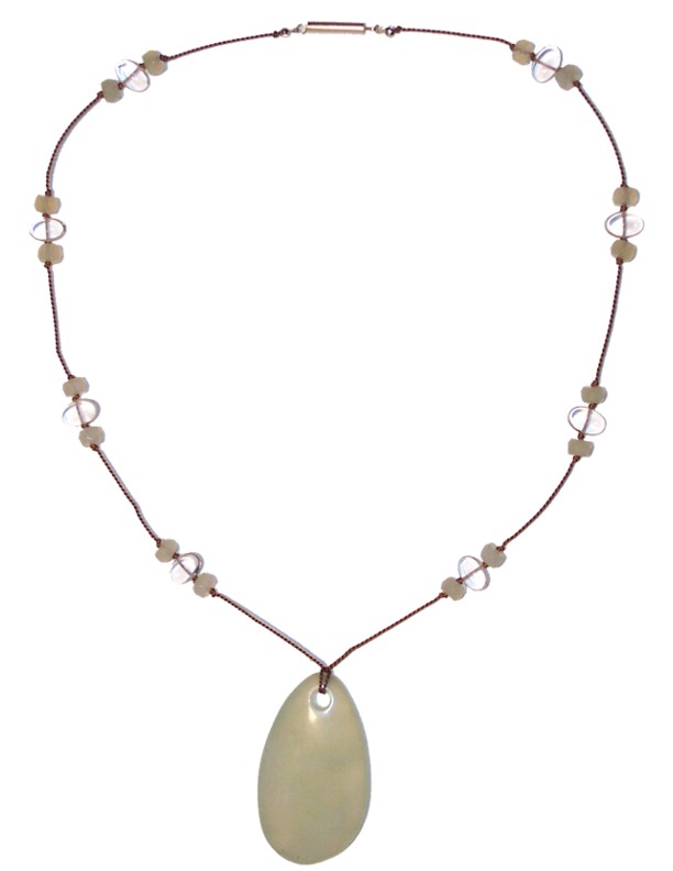 New jade and crystal quartz with silk thread