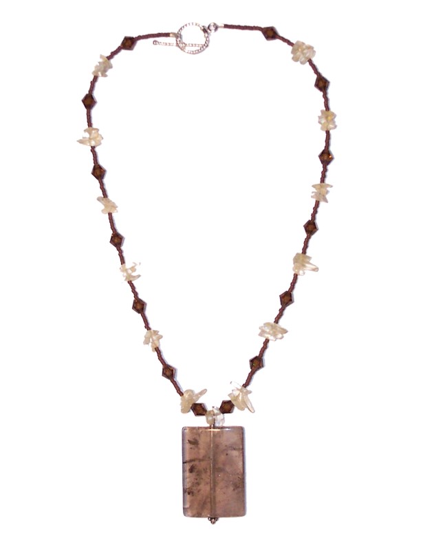 Smokey quartz with swarovski crytals and citrine
