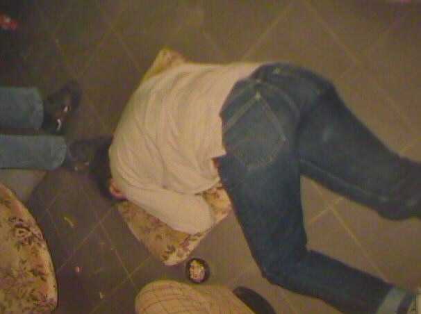 Saar sleeping on the floor