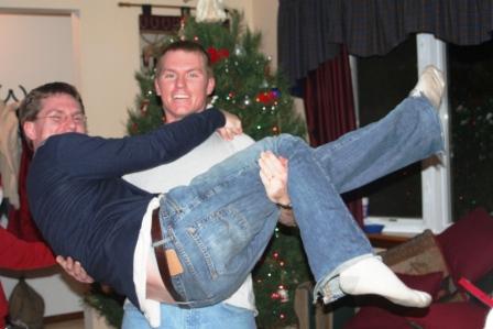 Kyle picking up his "little" brother Kevin!