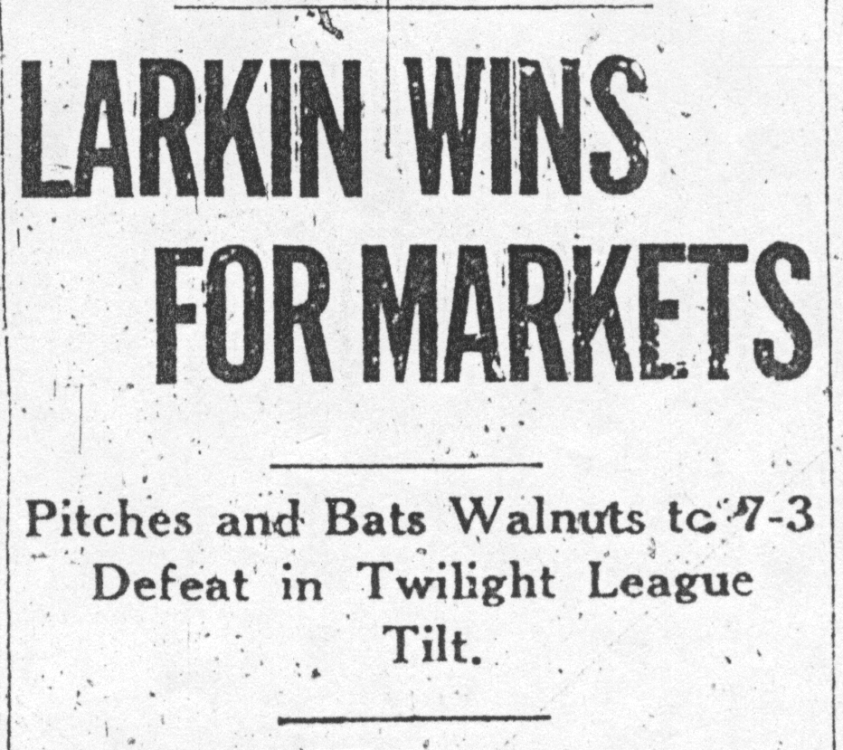 Newspaper headline reporting the results of a recreational league victory.