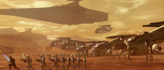 Acclamator transports ferried clonetroopers to Geonosis