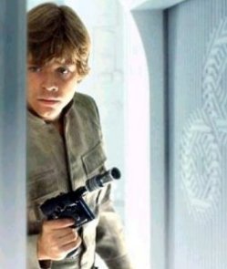 Luke Skywalker used a standard DL-44 along with his lightsaber