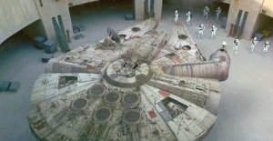 The Millennium Falcon blasts out of Docking Bay 94