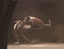 Dooku's speeder rests in his secret hangar