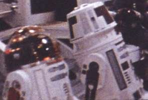 An R3 and an R5 unit during the Rebel briefing before the Battle of Endor