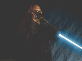 Plo Koon wielding his lightsaber