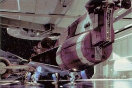 The Radiant VII lands in the Trade Federation battleship