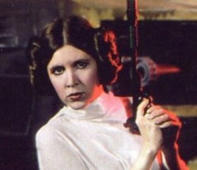 Princess Leia with her Defender sporting blaster