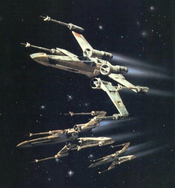 X-wing Starfighters fly in for the attack