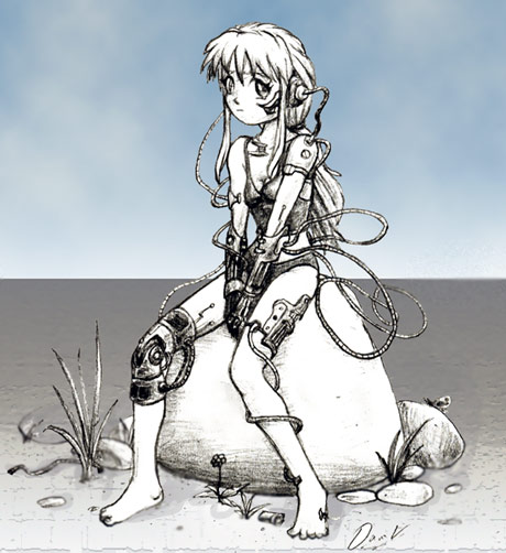 Cyborg girl Kabelle, full size