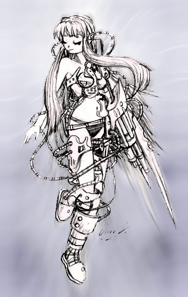 Cyborg girl Karina, full size