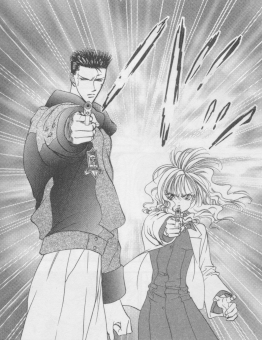 Munakata and Asago aiming their guns