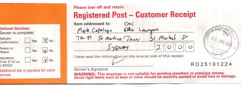 Click to enlarge CMC Letter Registered Post Proof
