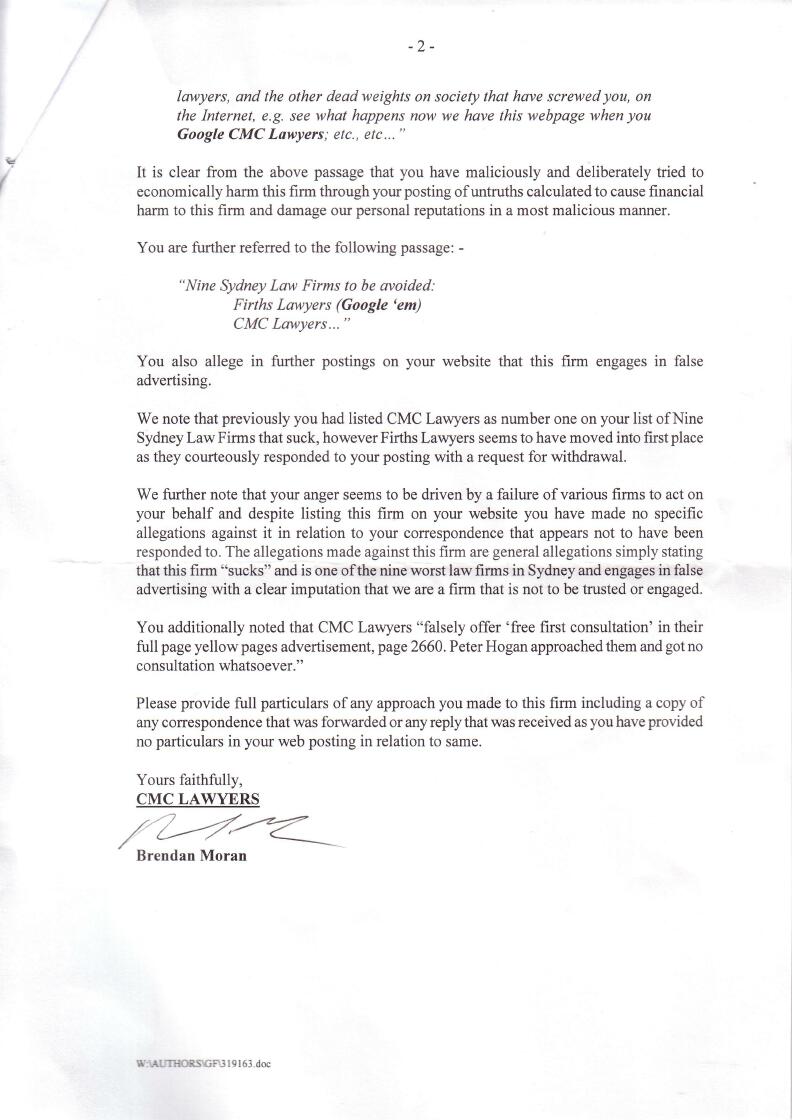 CMC letter 28 August 06