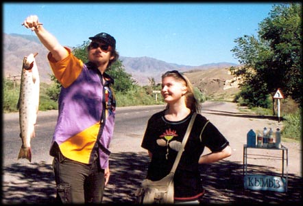 One family caught trout from river and were selling trout by the road