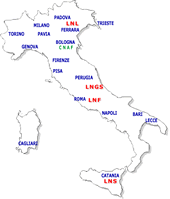 Cartina I.N.F.N. d'Italia
