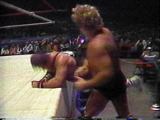 The battle goes outside of the ring