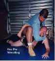 The Californian chokes the wrestler from Philly