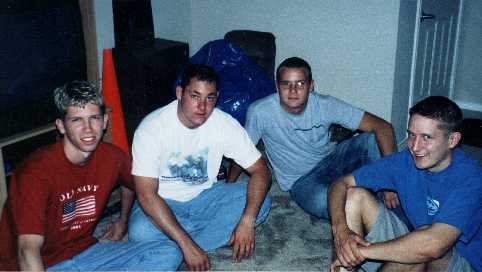 Kevin, Corey, Cyrus, and Buck in "the old apartment" in Denton