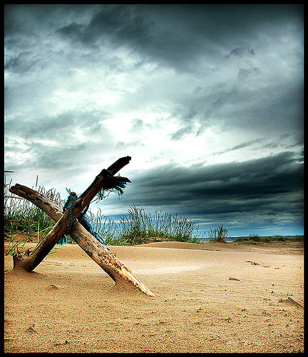 Cross on a beach