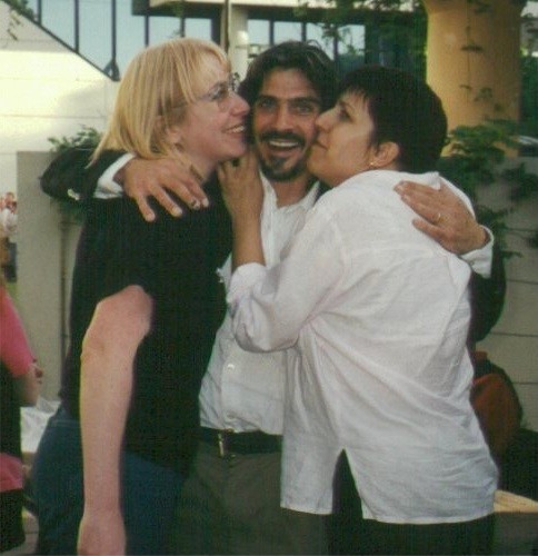 Lynne Shandley and I kissing Jason Carter