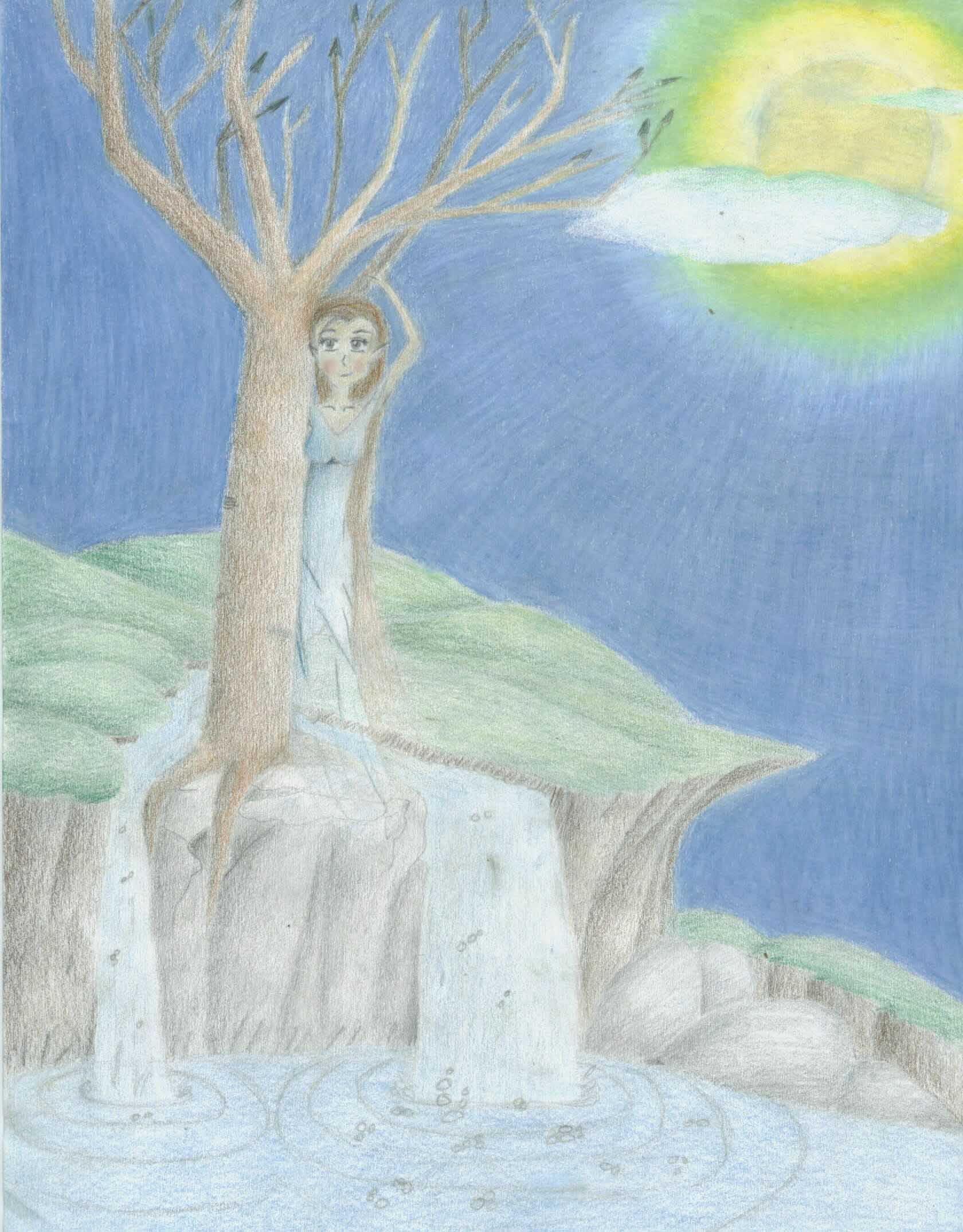 Aren't I a beautiful elven girl? (This is a drawing of an asrai that I made myself. A self-portrait. This artwork is copyrighted to me and any attempt to steal this and pass it off as thy own is a violation of the copyright law.)