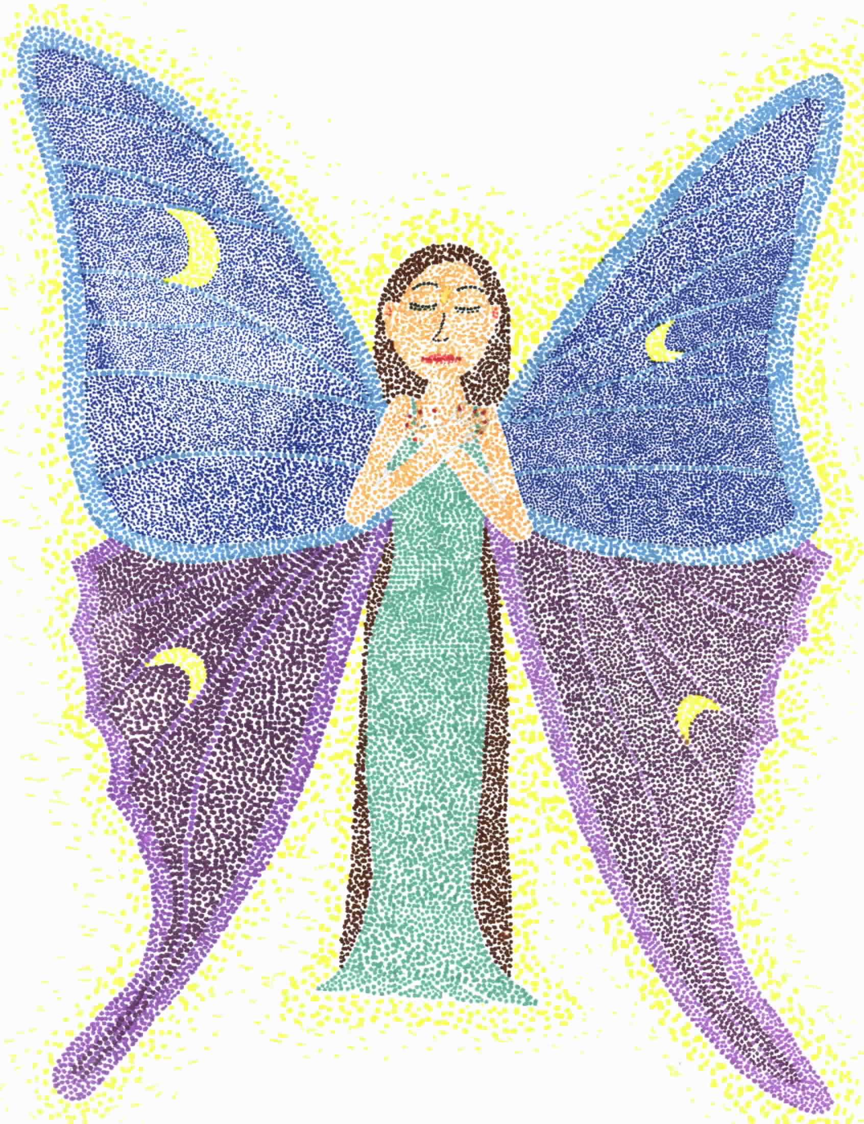 This is a pointillism (stippling) artwork I did of my friend Evenstar. Tut tut, no copying though. Copyrighted by ME! (To restore the picture, move your mouse away from the picture)