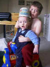 Brother's riding a choo-choo!
