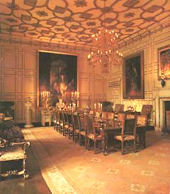 The luxury of the dining room at one of the palaces. 