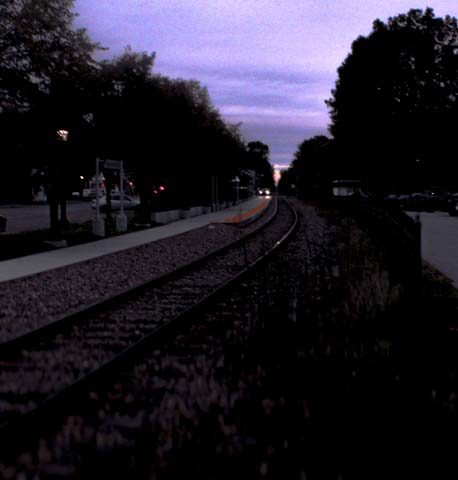 An edited photo of train tracks