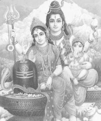 Shiva, Parvathi and Ganesha
