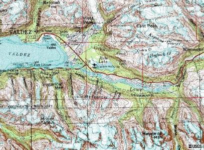 Click on this topographic map of the Valdez area to go to a larger map in a separate window