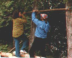 Jo and Bill rigging the tarp