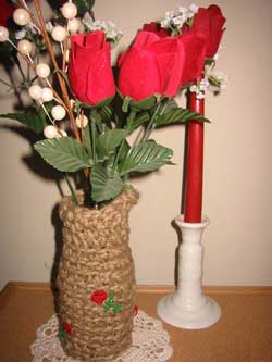 Jute crochet vase