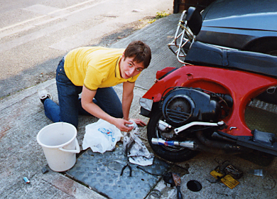 always have a bucket of petrol and a lighter near by to burn the scooter if it goes wrong