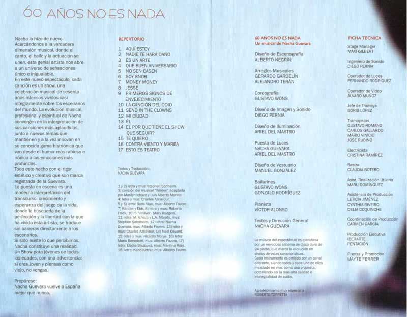 Programa del espect�culo 'Sesenta a�os no es nada'